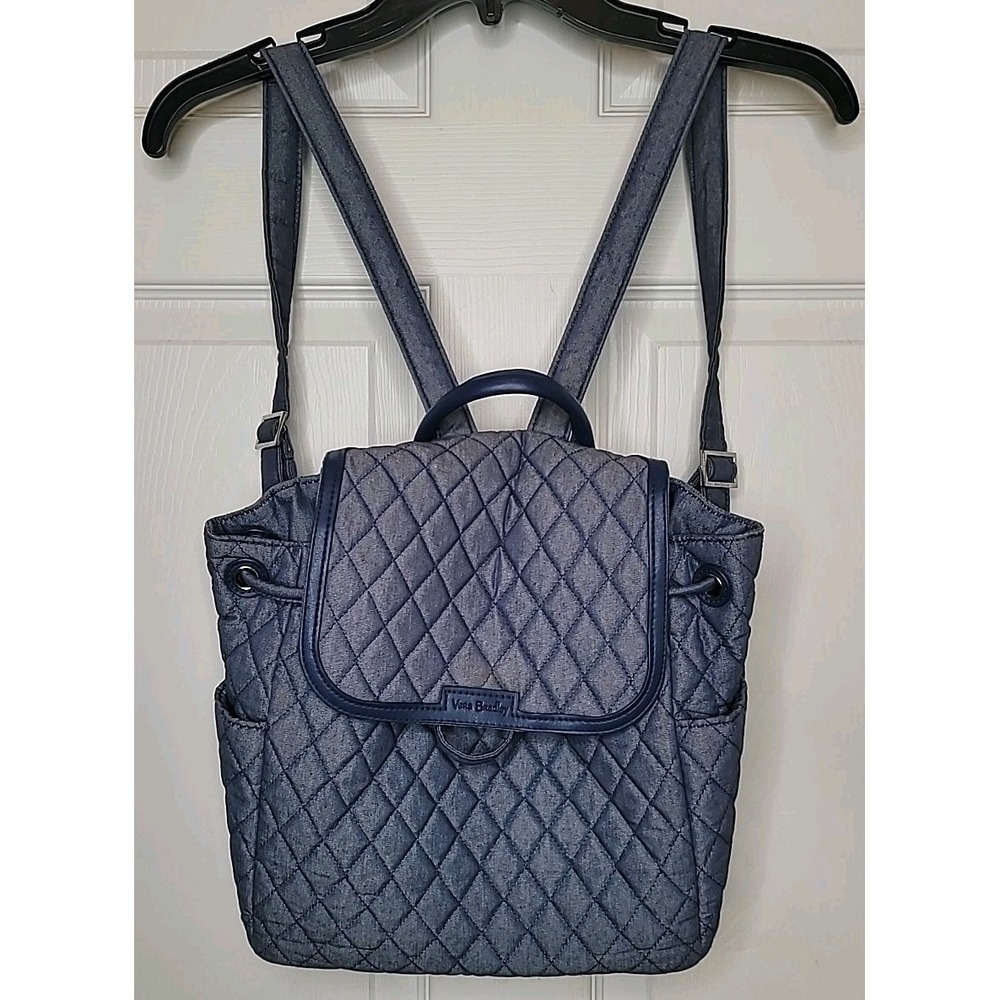 Vera Bradley Quilted‎ Backpack Blue Denim Color Bucket Bag Adjustable Strap